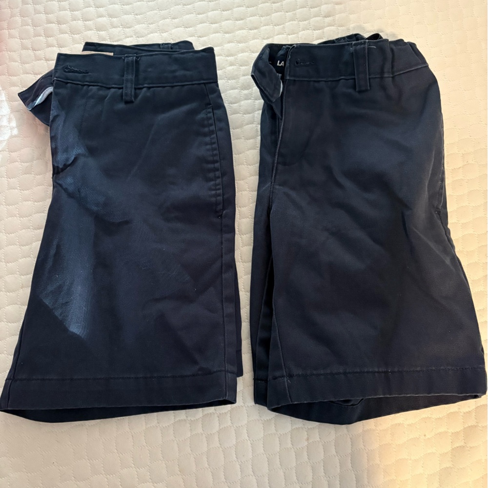 Lands' End Navy uniform shorts. Kids size 8. Two pairs